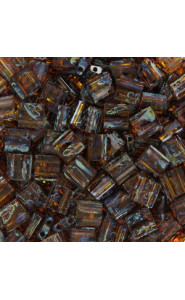 Miyuki tila 5x5mm beads - Picasso transparent dark amber TL-4502